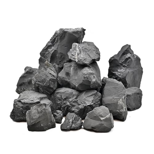 Unocho Fish Tanks Stone 20lb Natural Black Rocks for Aquariums Paludarium Decorative Aquascaping Stone for Reptile Terrariums Bonsai Gardens(3"-9"-8pcs) - size: 20LB(8pcs)3-9in.