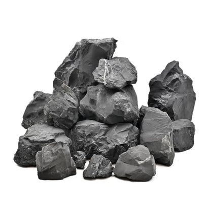 Unocho Fish Tanks Stone 20lb Natural Black Rocks for Aquariums Paludarium Decorative Aquascaping Stone for Reptile Terrariums Bonsai Gardens(3"-9"-8pcs) - size: 20LB(8pcs)3-9in.