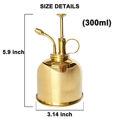 Brass Golden Spray Lianshi can Plant Spay Bottle Inner Flower Spray Mister 300ml/10.56 oz 1pcs/Lot - color: Brass