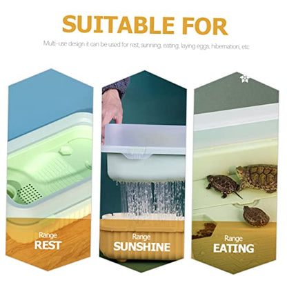 Abaodam Turtle Tank with Basking Platform Dual Use Turtle Habitat Escape-Proof Design with Drainage System