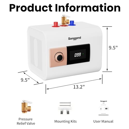 2.5 Gallon Electric Water Heater, 1500W 110V Mini Tank Under Sink Instant Hot Water Heater with Pressure Release Valve, Digital Display for Kitchen, RV, Laundry,Food Truck, Beige - color: Beige