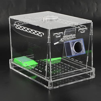 GLOGLOW Cricket Care Kit, with Feces Layer Acrylic Feeding Cricket Keeper with a Food Feeding Tub Care Kit Reptile Tank Box for Observation of Breeding