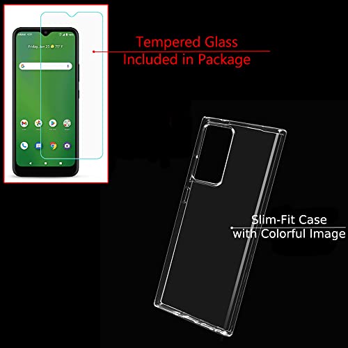 Slim-Fit Gel TPU Phone Case Compatible with Cricket Dream 5G, with Tempered Glass Screen Protector - Keep Calm Music