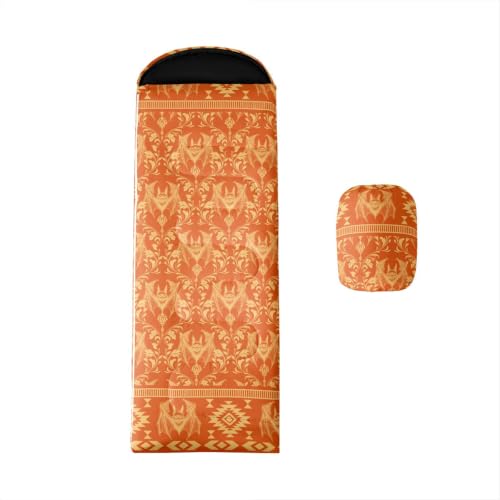 Erosebridal Hawk Moth Camping Sleeping Bags Teens Spooky Aztec Backpacking Camping Blanket Full Body Travel Wrap Sleep Bag - color: Orange Halloween Bats