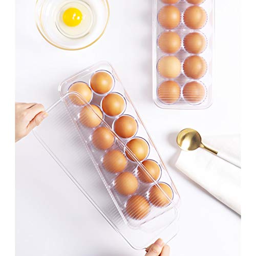 JAMOR 12 Grid Egg Storage Box Refrigerator Egg Rack Tray With Lid, Stackable Egg Rack, Transparent Egg Storage Box, BPA-Free (B)