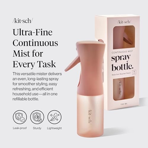 Kitsch Continuous Spray Bottle for Hair – Terracotta, 150ml | Fine Mister Spray Bottle & Water Spray Bottle – Recycled Hair Spray Bottle – Spray Bottles for Cleaning, Styling, & More - color: Terracotta