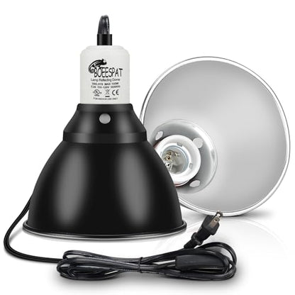 Reptile Lamp Bulb Fixture 5.5 Inch Deep Dome with Switch - Ideal for 60W/75W/100W/150W Heat Lamp Bulbs, Compatible with All E26 UVA/UVB/Basking Heat Bulbs, Supports Up to 150 Watts - style: Cone Dome (Max 150W)