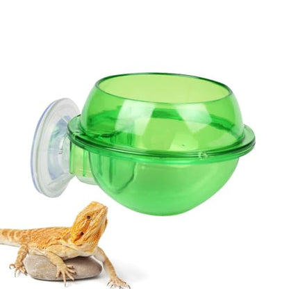 Reptile Feeding Bowl Suction Cup Anti-Escape Food Dish | Anti-Escape Worm Live Fodder Translucent Container for Lizard Gecko Snake Frog Turtle Tortoise Spider Habitat