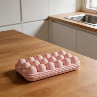 Portable Egg Storage Box With 18 Grids Egg Protector Case Tray Container Secure Egg Transport Outdoor Trips And Activities(18 Pink) - size: 18 Pink