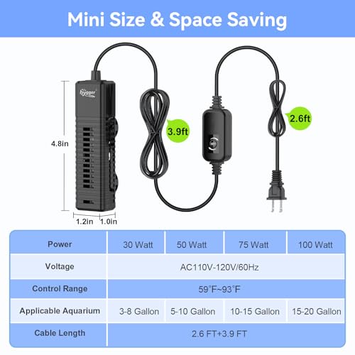 hygger Nano Submersible Aquarium Heater for 3-8 Gallon Fish Tank Betta Heater with Digital Display, Adjustable Temperature Controller 30Watt