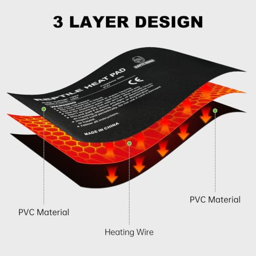 Reptile Heat Pad 8" X 12" 16W, Under Tank Heat Mat for Reptiles, Waterproof Hermit Crab Heating Pad for Terrarium, Snake, Turtle, Lizard - size: 8*12inch