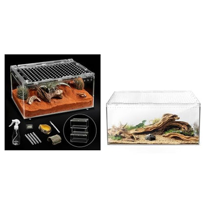 PC Small Reptile Terrarium Starter Kit,Magnetic Jumping Spider Enclosure,Hermit Crab Tank,Arboreal Tarantula Cage for Praying Mantis,Frog Vivarium,Lizard Container,Insect Housing,Gecko Habitat