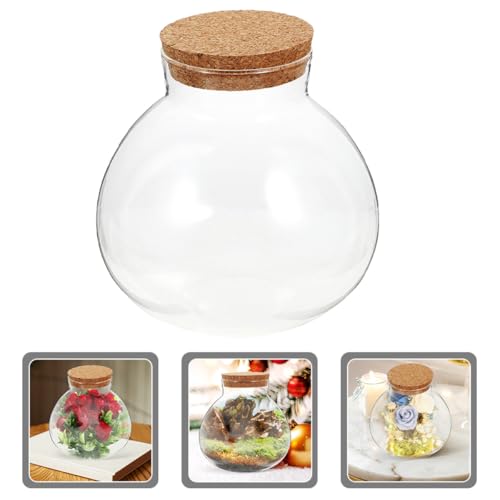 TIDTALEO Micro Landscape DIY Bottle with Cork Lid, 10X11Cm Glass Terrarium Jar for Succulents and Air Plants, Decorative Storage Container for Home Garden Gardening