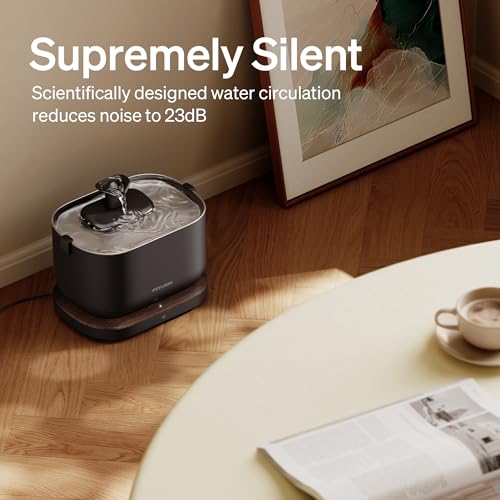 PETLIBRO Cat Water Fountain, App Monitoring Pet Fountains for Cats Indoor with Stainless Steel Tray, 2.5L/84oz Dockstream Automatic Water Dispenser for Drinking, 2.4G Wi-Fi Smart Bowl Inside