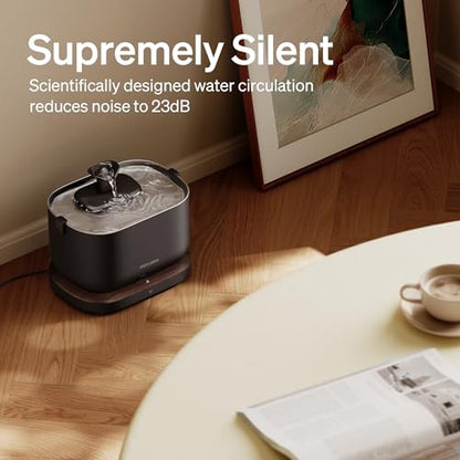 PETLIBRO Cat Water Fountain, App Monitoring Pet Fountains for Cats Indoor with Stainless Steel Tray, 2.5L/84oz Dockstream Automatic Water Dispenser for Drinking, 2.4G Wi-Fi Smart Bowl Inside