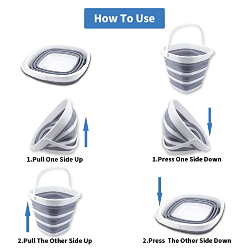 2 Pack Collapsible Buckets 10L 2.6 Gallon Cleaning Bucket Mop Bucket Folding Foldable Portable Small Plastic Water Supplies for Outdoor Garden Camping Fishing Car Wash Space Saving Square - color: 2 Pack - 10l