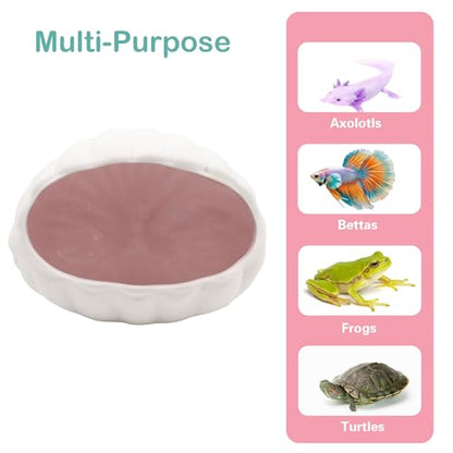 Axolotl Hide Shell Cave, Ceramic Shell-Shaped Fish Tank Hideout, Aquarium Decor Shelter for Small Pet Frog Fish Betta Playing or Hiding Tank Décor, Pink
