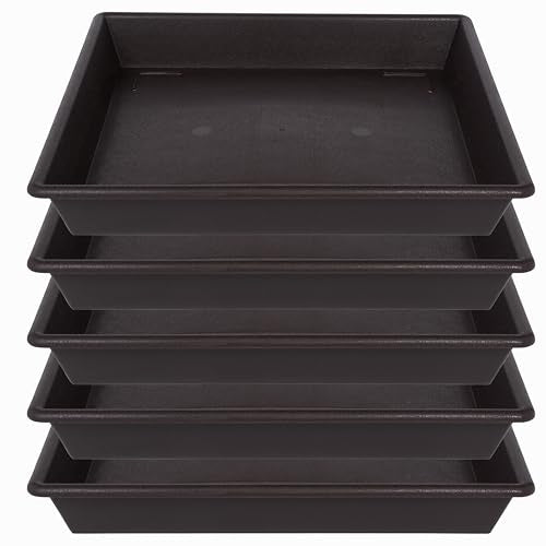 NIMYAU Square Plant Saucer 6 Inch 5 Pack6 8 12 14 16 18 20 Plant Trays for Pots Heavy Duty Plastic Plant Saucers for Indoors Outdoors, Flower Pot No Holes Plant Drip Trays - color: Brown, size: 6"-5Pack