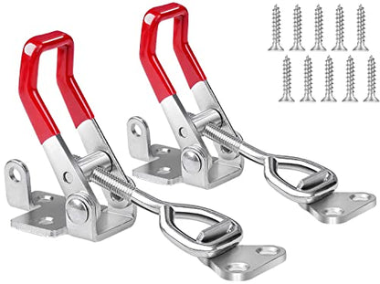 Vicuna R Heavy Duty Toggle Latch Clamp 4002, Adjustable Pull Latch | 550Lbs Holding Capacity, Toggle Clamp Latch with Lock Hole, for Smoker Lid Jig, Tool Box Case, 2 Pack with 10PCS Screws - style: 4002-2PK