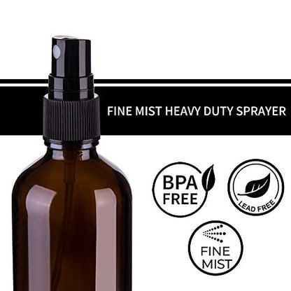 Amber Glass Spray Bottles for Essential Oils, 4oz, 6 Pack | Small, Empty, Fine Mist - color: Amber-6PCS
