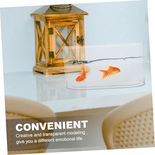 Happyyami Transparent Aquarium Shatterproof Fish Bowl for Turtle Reptile Shrimp Crab Stylish Long Vase Plant Holder for Low-Maintenance Pet Habitat Easy Cleaning