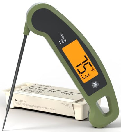 Lavatools Javelin® PRO Classic Ultra-Fast 2-Second Professional Digital Instant Read Meat Thermometer for Grill and Cooking, Auto-Rotating Backlit Display, IP65 Water Resistant – Olive - color: Olive