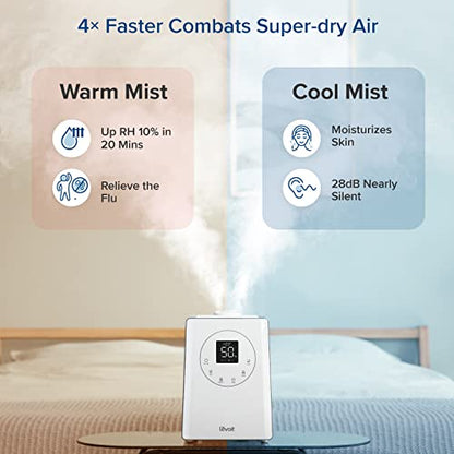 Levoit LV600S Smart Warm&Cool Mist Humidifiers for Home Bedroom Large Room | 6L 753ft² Coverage, Quickly & Evenly Humidify Whole House, Easy Top Fill, Smart Sensor, App & Voice Control, Quiet Sleep Mode