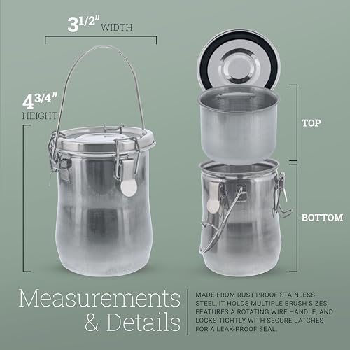 U.S. Art Supply Large Stainless Steel Leak-Proof Deluxe Paint Brush Washer with Wash Tank, Clip-On Lid, and Strainer Cup - Oil Paint Brush Cleaner for Artists