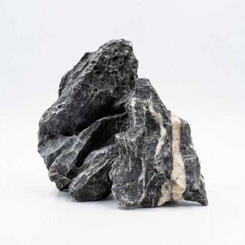 Natural Seiryu Rocks - Aquariums Stones with White Veins for Fish Tank, Aquariums, and Paludariums - Decorative Rocks for Terrariums, Vivariums, Reptile Enclosures, and Gardens (2lb/ 1kg - 3"-5") - size: 2lb/ 1kg - 3"-5"