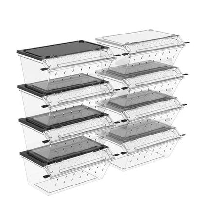 Reptile Feeding Box Enclosure Cage Flexible Landscaping Space Hatching Case Breeding Tank for Scorpions Hermit Crabs, Black