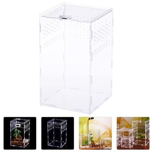 NUOBESTY Magnetic Modular Reptile Breeding Box 12x12x20cm High Transparency Pet Spider and Reptile Storage Holder Terrarium Suitable for Breeders and Transport