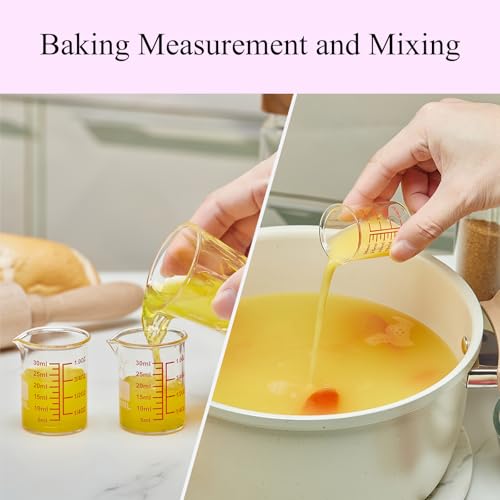High Borosilicate Glass Measuring Cup-V-Shaped Spout，Glass Measuring Beaker for Kitchen or Restaurant, Easy to Read, 30 ML (1 Oz)-Pack of 2 - size: 30ml (1oz) - Pack of 2
