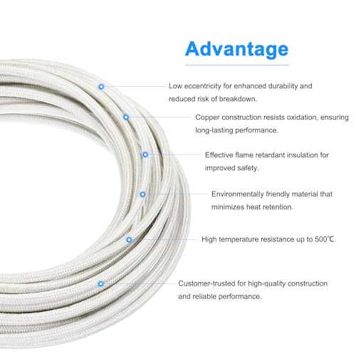 Mica High Temperature Wire, 10Ft 11AWG -60~500 Degrees Celsius, Mica Glass Fiber Heat Resistant Wire Insulated Electrical Flexible Cable for Lamp Boiler Heater, Used in Harsh Environments - size: 10ft, style: 11AWG