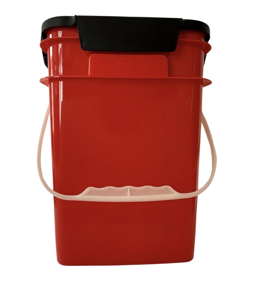 4 Gallon Square Food Grade Bucket Pail with Plastic Handles and Lid (Pack of 3) Made in USA containers (Blue/Red/White) - color: Blue/Red/White