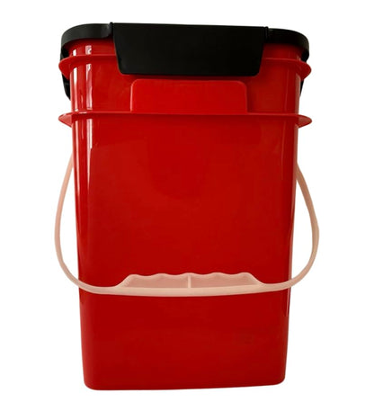 4 Gallon Square Food Grade Bucket Pail with Plastic Handles and Lid (Pack of 3) Made in USA containers (Blue/Red/White) - color: Blue/Red/White