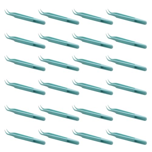 JCBIZ 24PCS 120MM Elbow DIY Plastic Notebook Tweezers Blue Sticker Stationery Toy Clips for Bead Craft Sticker Application Reptile Feeding
