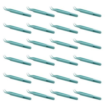 JCBIZ 24PCS 120MM Elbow DIY Plastic Notebook Tweezers Blue Sticker Stationery Toy Clips for Bead Craft Sticker Application Reptile Feeding