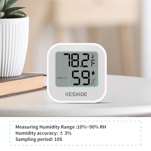 Digital Hygrometer Thermometer for Room Temperature Humidity Meter Indoor Thermometer Accuracy Calibration LCD Temperature Sensor, Bedroom, Baby Room, Office, Greenhouse, Cellar - color: White