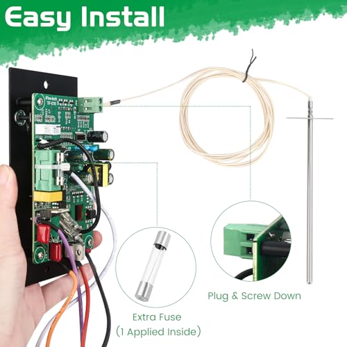 Control Panel Replacement for Traeger BAC236 Controller Digital Elite Thermostat BAC365 Wood Pellet Smoker with 7" RTD Temperature Probe Sensor BAC194 Grill Accessories - color: Black
