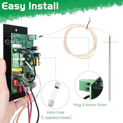 Control Panel Replacement for Traeger BAC236 Controller Digital Elite Thermostat BAC365 Wood Pellet Smoker with 7" RTD Temperature Probe Sensor BAC194 Grill Accessories - color: Black