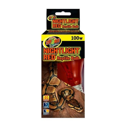 Zoo Med Nightlight Red Reptile Bulb 100 Watts Pack of 2 | Red 100W heat bulb supports nighttime reptile viewing