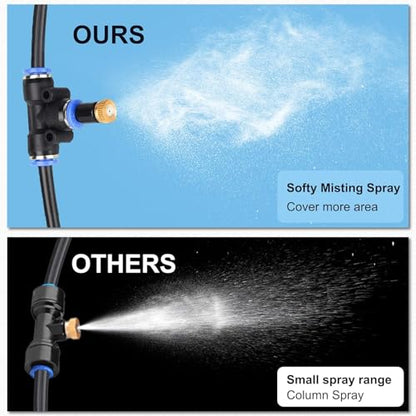 Fan Misting Kit for Outside Patio 35FT, Outdoor Fan Misters Cooling System. | Double-Loop Water Mist for Backyard, Porch, Umbrella,Deck,Canopy,Pergola,Pool. Yard BBQ Accessories, Party Supplies - size: 33FT