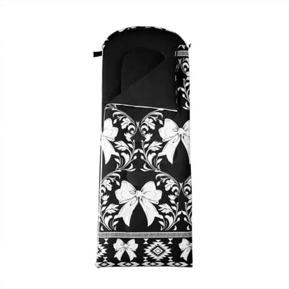 Erosebridal Longhorn Cow Skull Gothic Witchy Damask Sleeping Bag for Kids Camping Blanket for Hiking Travel Hunting Sleep Bag - color: Black and White Aesthetic Bow