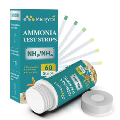 Ammonia Test Strips,60 Strips Aquarium Test Kit for Fish Tanks & Ponds | Quick & Accurate Freshwater SaltWater Aquariums Testing Strips - color: ammonia test strips