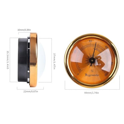 Brown Round Glass Analog Hygrometer for Humidors for Guitar Violin Cabinet File Box Hygrometer for Analog Weather Hygrometers Thermometers and Weather Instruments 44x44x22mm