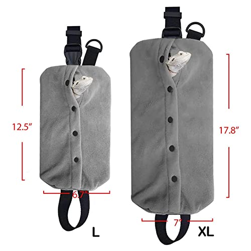 Bearded Dragon Carrier - Adjustable Soft Bearded Dragon Travel Sling Reptile Carrier Chest Bag for Lizard Snake Hedgehog Gecko Small Animals Outdoor Walking Accessories (XL,Grey) - size: XL
