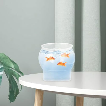 Amosfun Desktop Ecosystem Fish Bowl Aquarium Tank Plastic Tabletop Goldfish Bowl Sturdy Shatterproof Large Size for Home and Office Terrarium Container