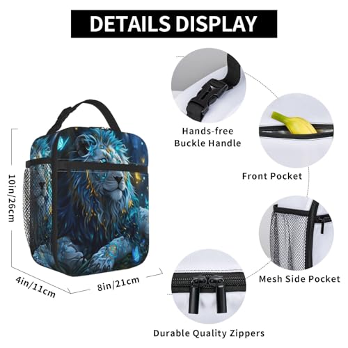 Mystic Blue Lion Adult Insulated Lunch Bag, Portable Thermal Cooler Tote With Pockets, Durable Polyester Lunch Box With Handle For Work, Office, Travel - color: Style 4