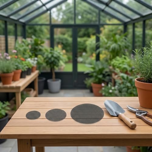 50 PCS Mesh for Plant 1.2/2/2.8 Inch Assorted Sizes Rounds Drainage Hole Mesh Pad Planter Bottom Drainage Inserts Grid Mat for Potted Succulent (3x3CM) - size: 3x3CM