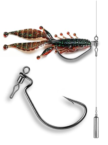 40-Pack Swivel Drop Shot Hooks, Weedless Wide Gap Quick Clip Hooks, Premium Carbon Steel Sharp Anti-Twist Rust-Proof Fishing Hooks, Easy Rigging for Bass Senko Worms Wacky Finesse Fishing - size: EWG 3/0